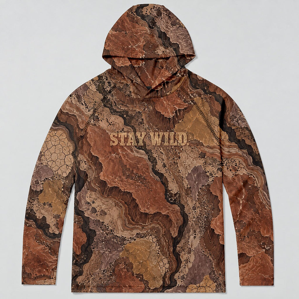UPF 50+ Stay Wild Red Rock Camo Sun Hoodie
