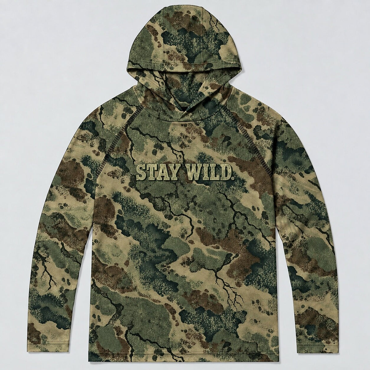 UPF 50+ Stay Wild Gray Camo Sun Hoodie
