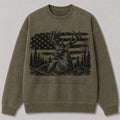 Washed American Flag Elk Hunting Wildlife Graphic Sweatshirt