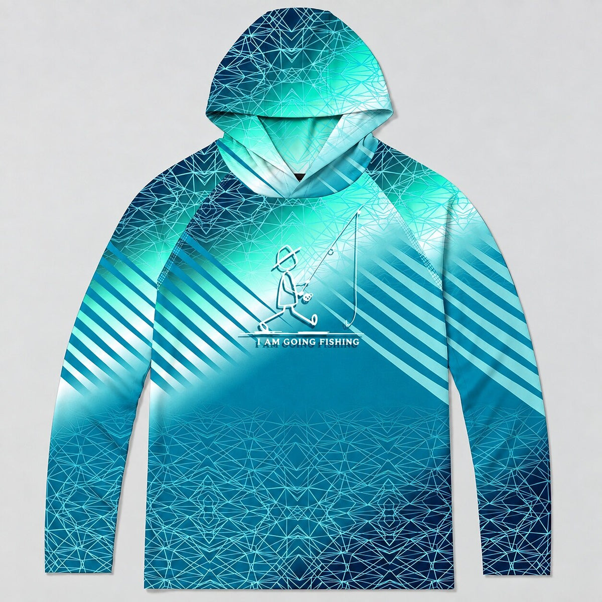 UPF 50+ Geometric Fishing Graphic Sun Hoodie