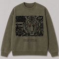 Washed American Flag Tiger Wildlife Graphic Sweatshirt