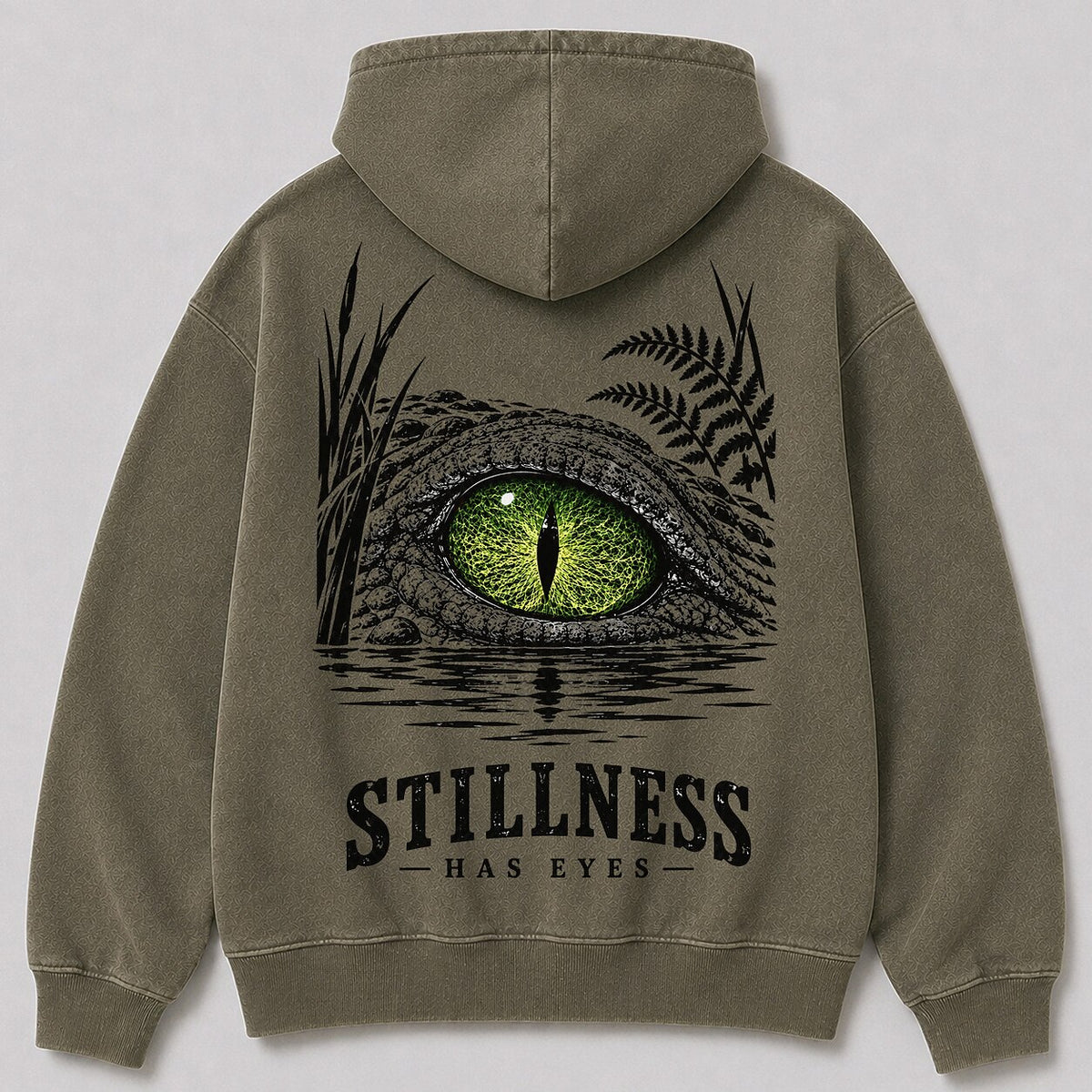 Washed Alligator Swamp Wildlife Hunting Graphic Hoodie