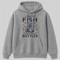 Fly Fishing Trout Hoodie - Mountain River Angler — gray front view with printed graphic