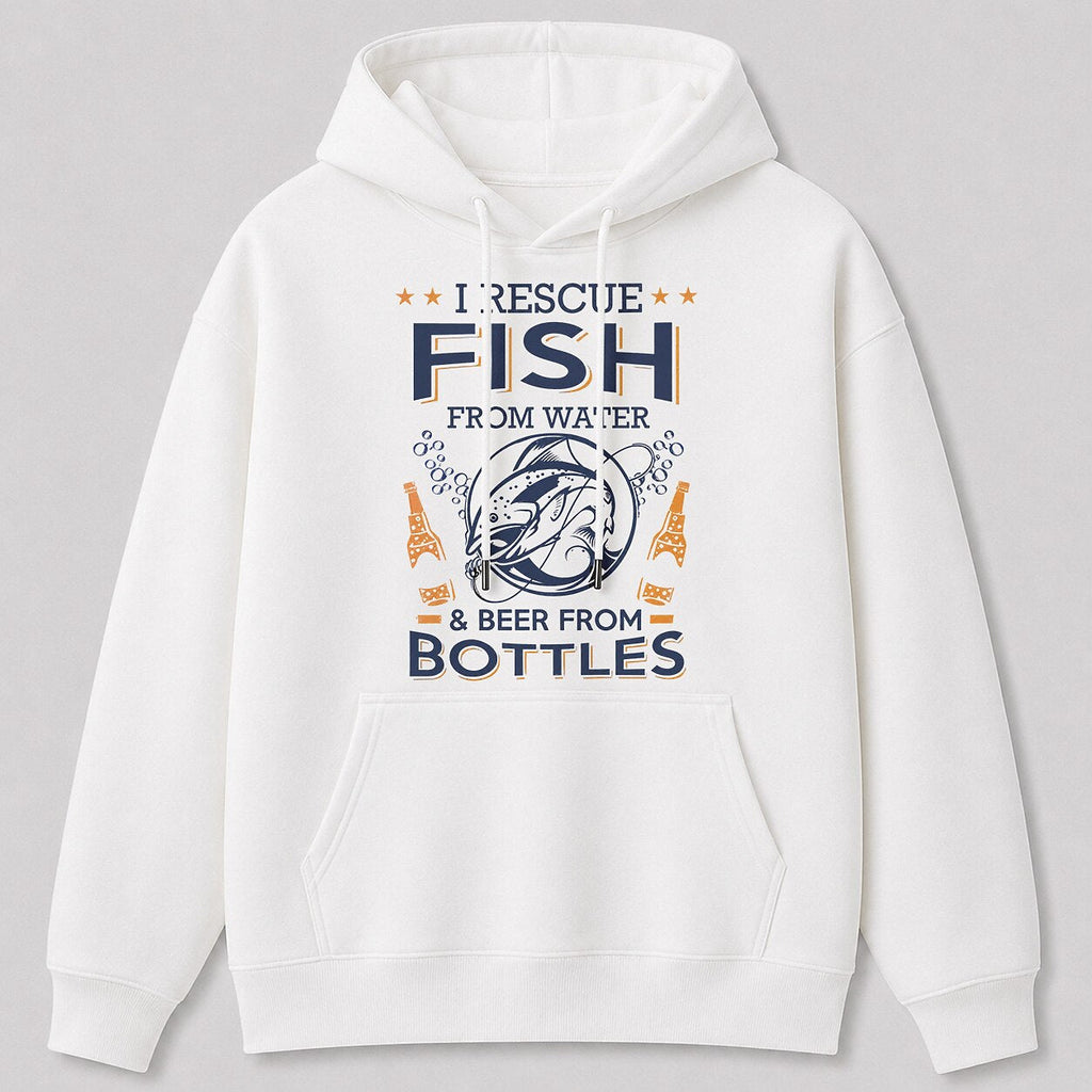Fly Fishing Trout Hoodie - Mountain River Angler — navy front view with printed graphic