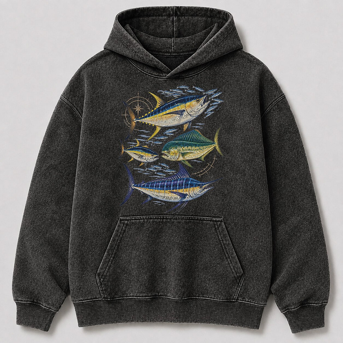 Washed Tuna Mahi Mahi Marlin Fishing Hoodie