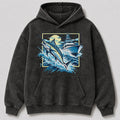 Washed Marlin Lighthouse Coastal Fishing Graphic Hoodie
