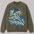 Washed Marlin Redfish Tuna Offshore Fishing Sweatshirt