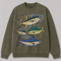 Washed Tuna Mahi Mahi Marlin Fishing Graphic Sweatshirt