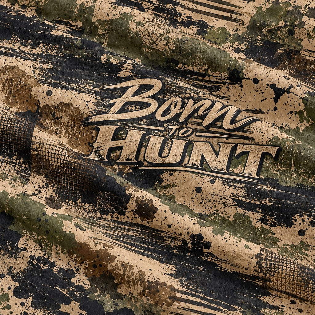 UPF 50+ Born to Hunt Distressed Camo Sun Hoodie