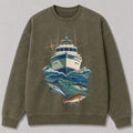 Washed Marlin Tuna Redfish Offshore Boat Fishing Sweatshirt