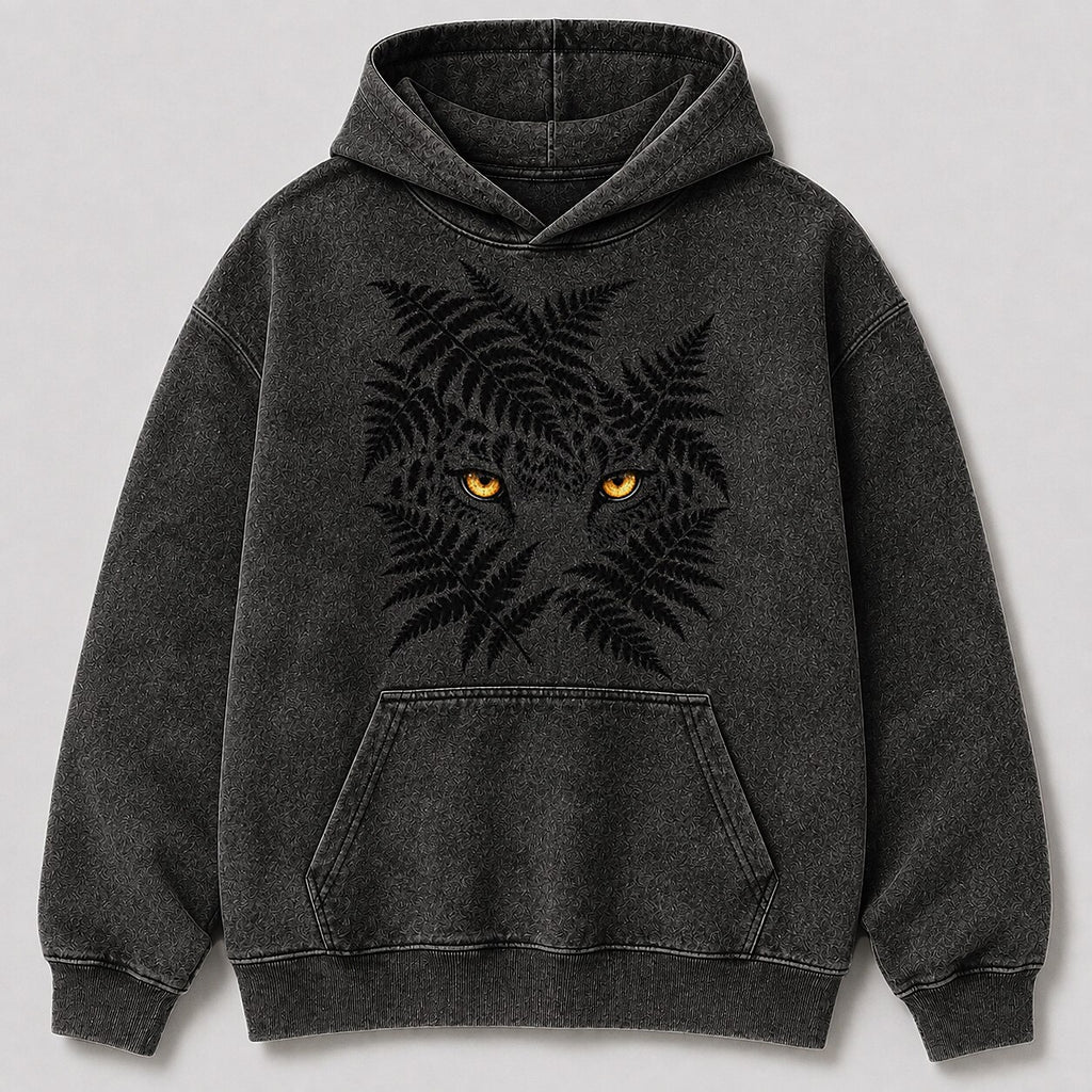 Washed Leopard Fern Jungle Wildlife Graphic Hoodie
