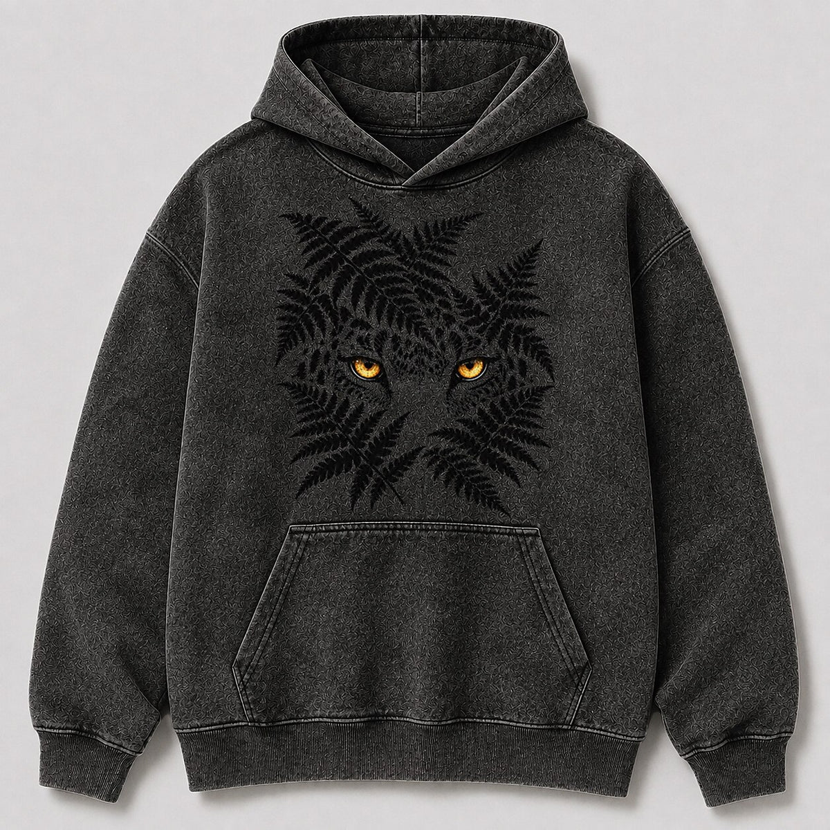 Washed Leopard Fern Jungle Wildlife Graphic Hoodie