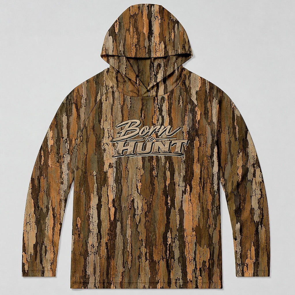 UPF 50+ Tree Bark Camo Hunting Hoodie for Men