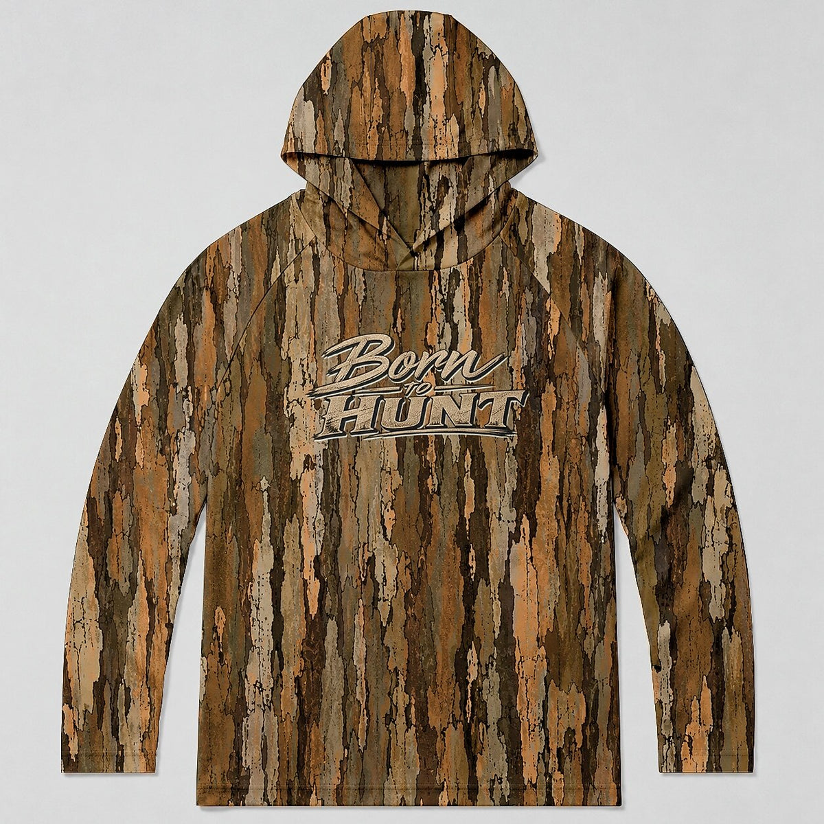 UPF 50+ Tree Bark Camo Hunting Hoodie for Men