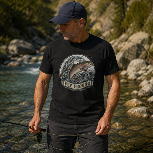 100% Cotton Rainbow Trout Fly Fishing T-Shirt