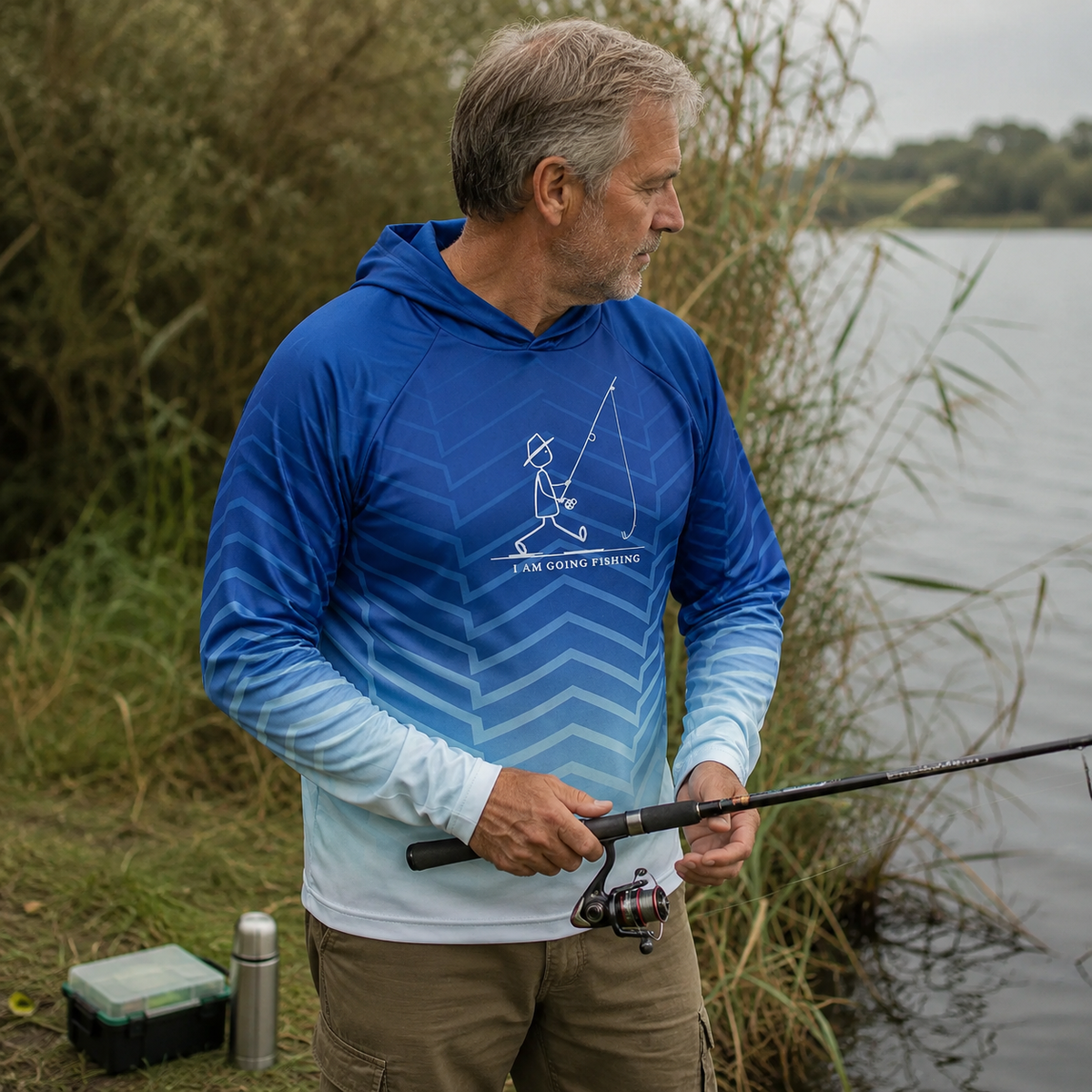 UPF 50+ Gradient Fishing Sun Protection Hoodie for Men
