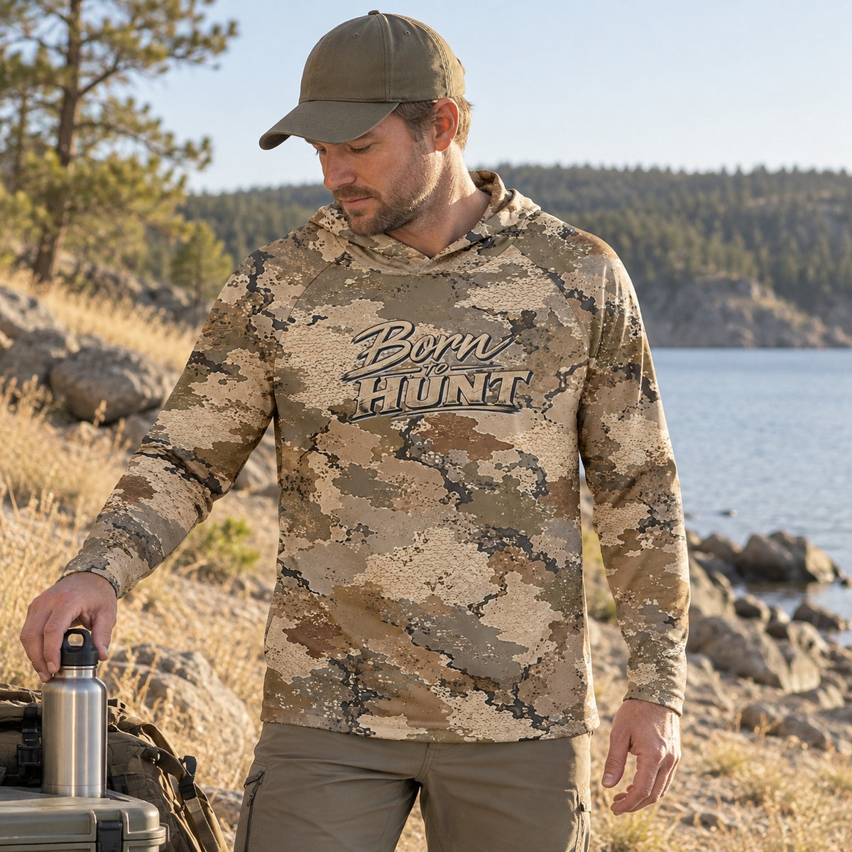UPF 50+ Desert Camo Hunting Sun Protection Hoodie for Men