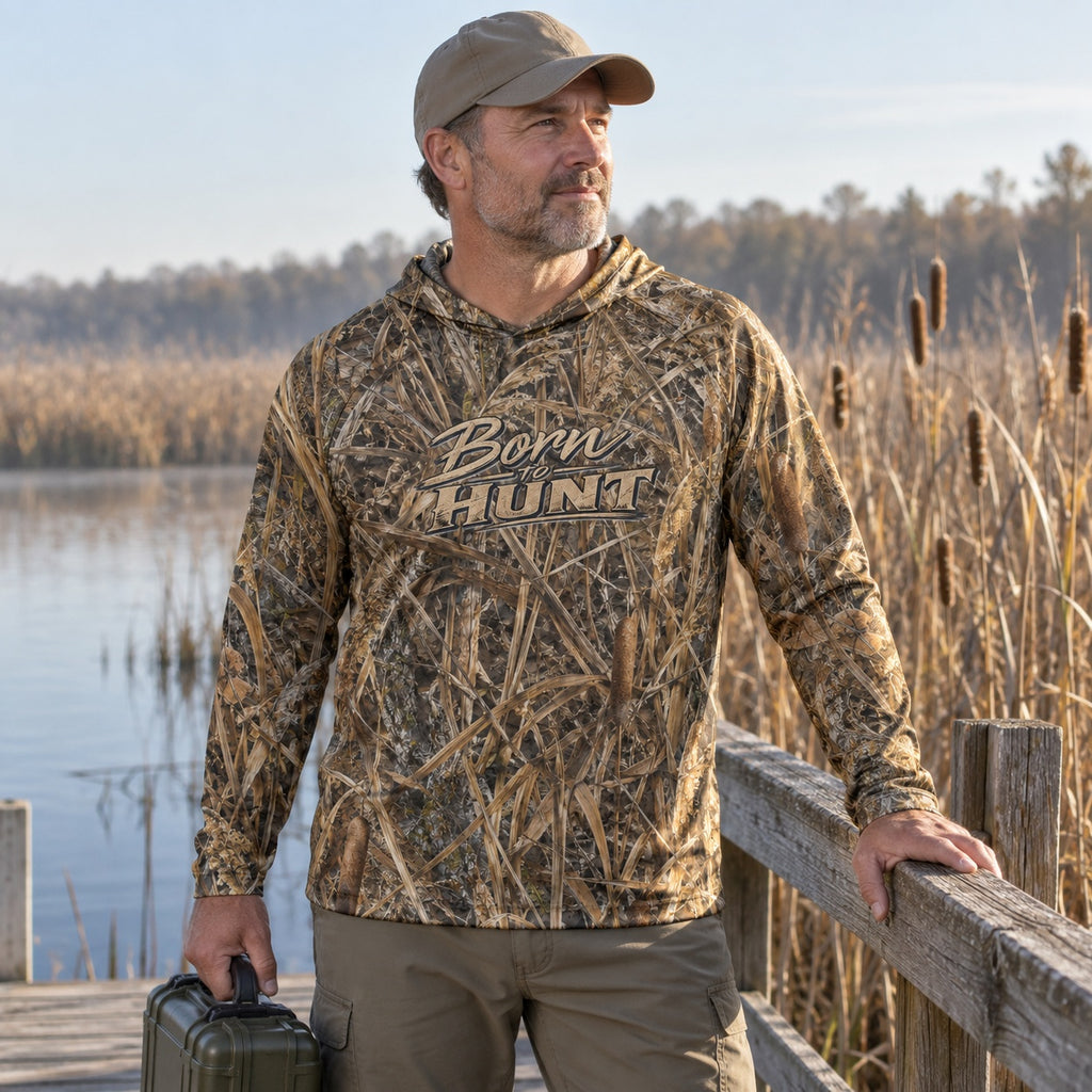 UPF 50+ Marsh Camo Entenjagd-Kapuzenpullover für Herren