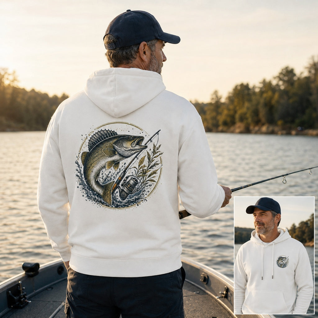 Walleye Freshwater Lake Fishing Hoodie for Men