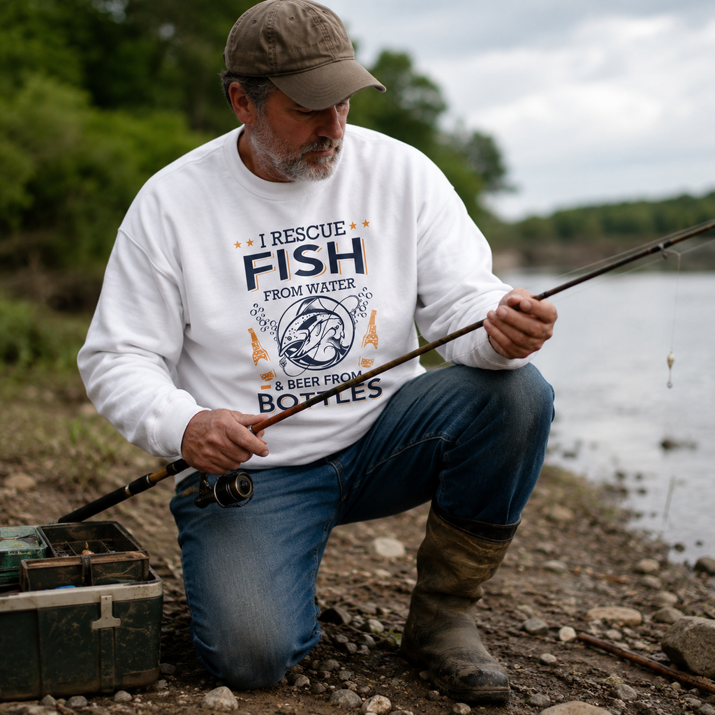Rainbow Trout River Fishing Crewneck Sweatshirt