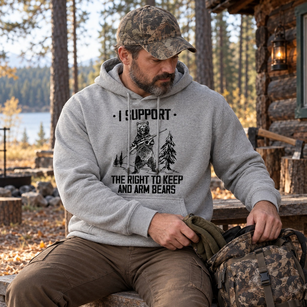 Right to Arm Bears Outdoor Graphic Hoodie