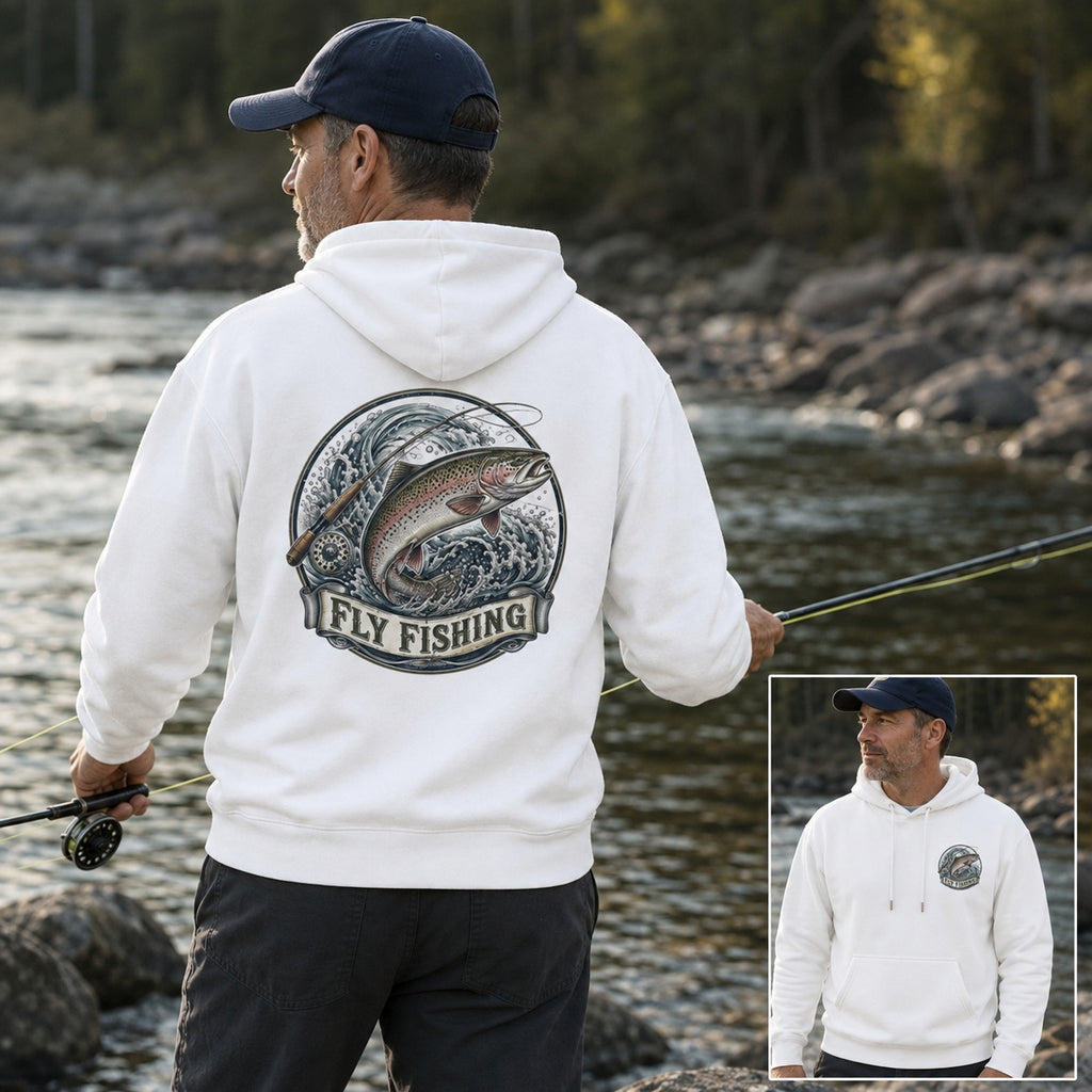 Regenbogenforellen Fliegenfischer Hoodie für Herren