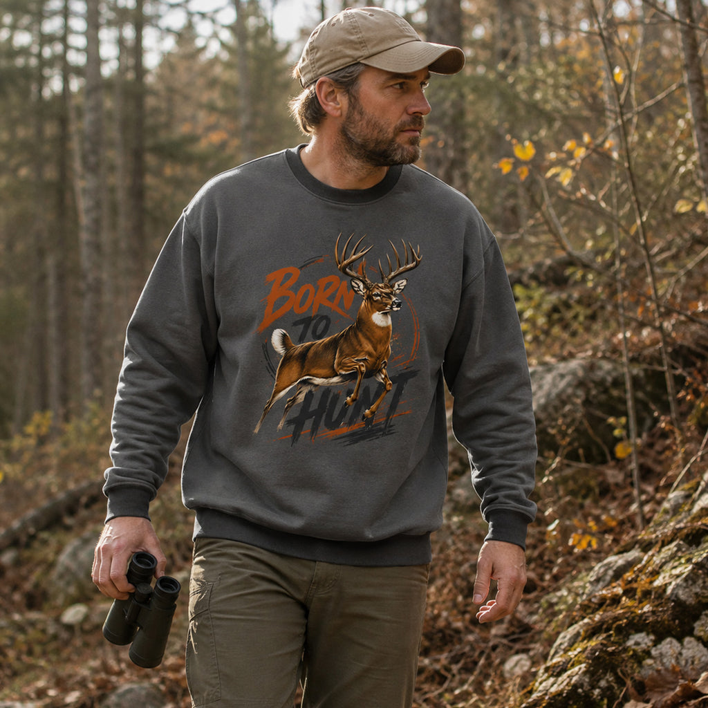 Herren-Rundhals-Sweatshirt für die Weißwedelhirschjagd
