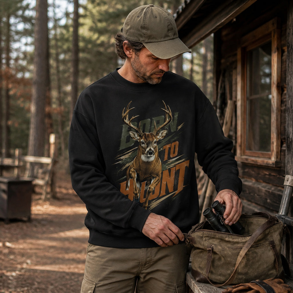 Born to Hunt Running Buck Crewneck Sweatshirt for Men