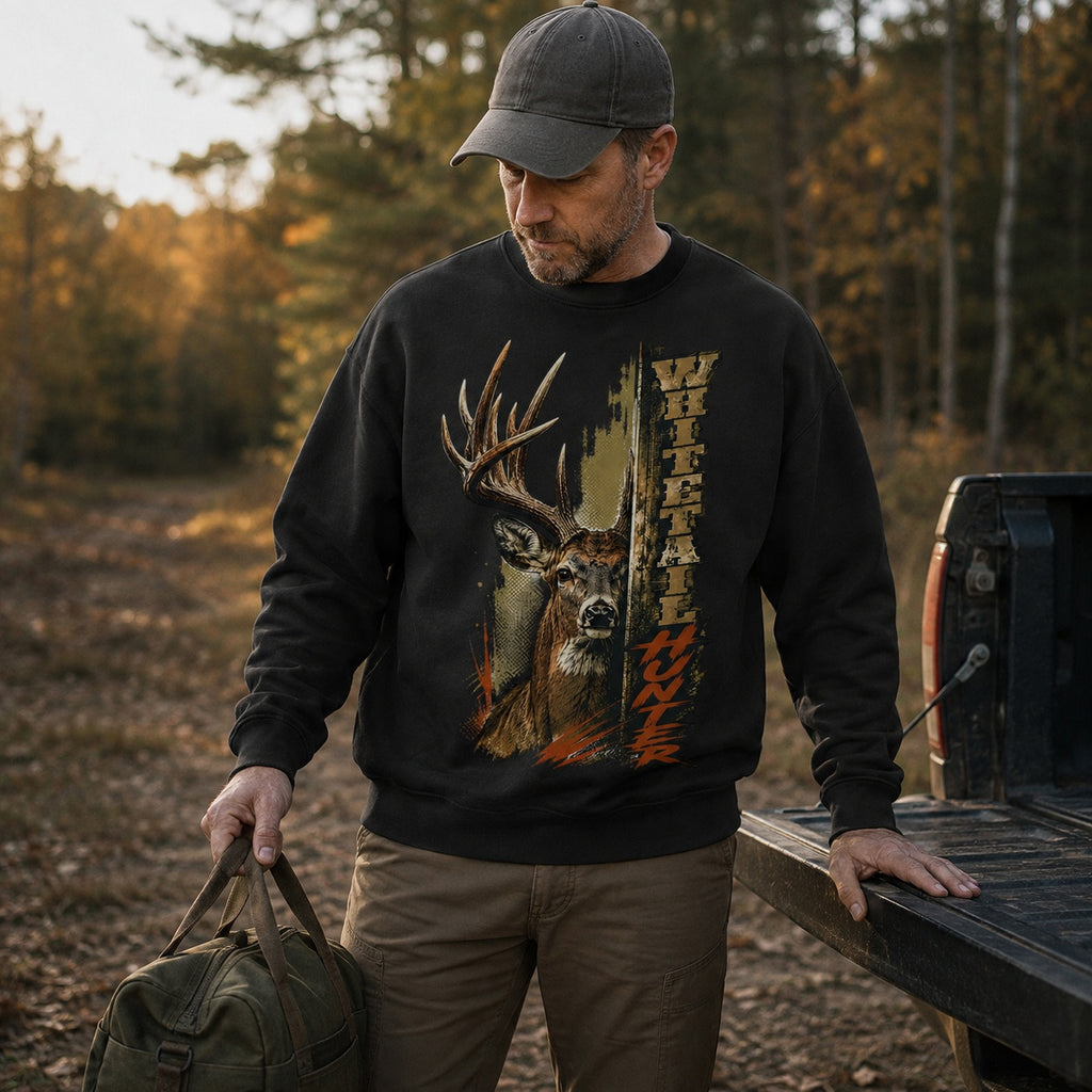 Whitetail Buck Portrait Crewneck Sweatshirt for Men