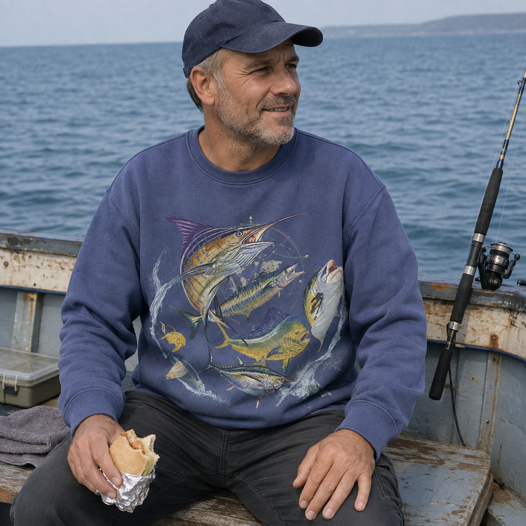 Offshore Game Fish Saltwater Fishing Crewneck Sweatshirt for Men