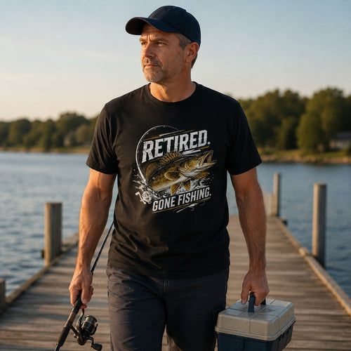 100% Cotton Retired Walleye Lake Fishing T-Shirt