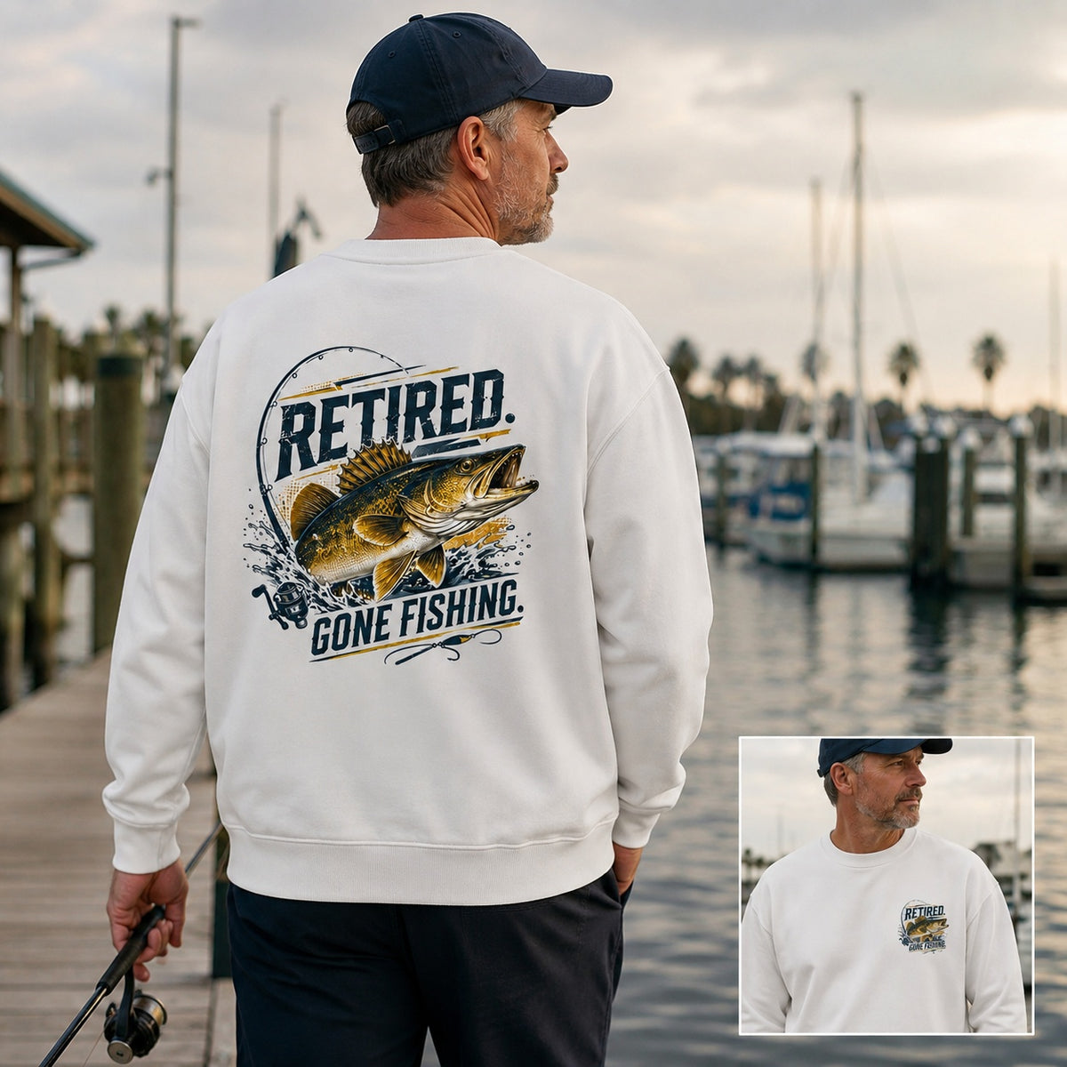 Walleye Freshwater Fishing Crewneck Sweatshirt for Men