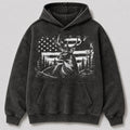 Washed Elk American Flag Wildlife Hunting Hoodie