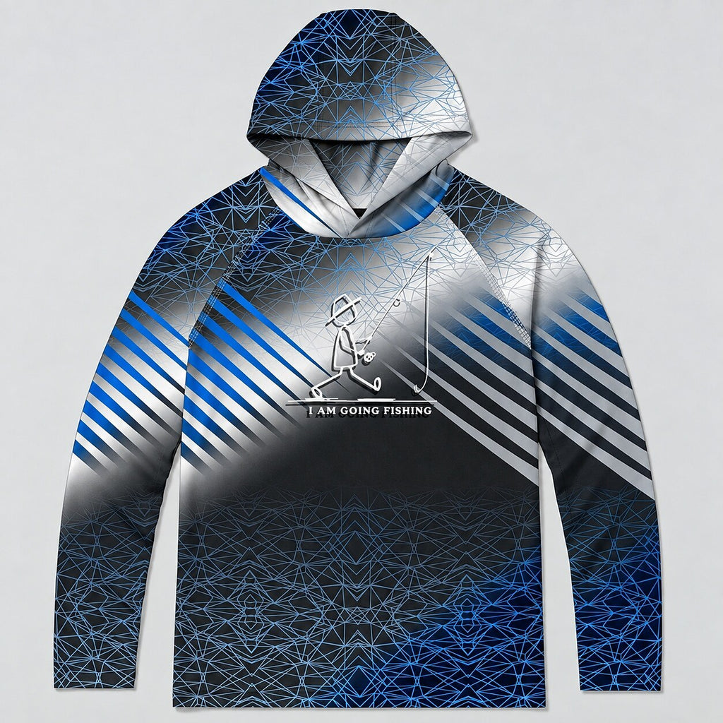 UPF 50+ Geometric Fishing Graphic Sun Hoodie