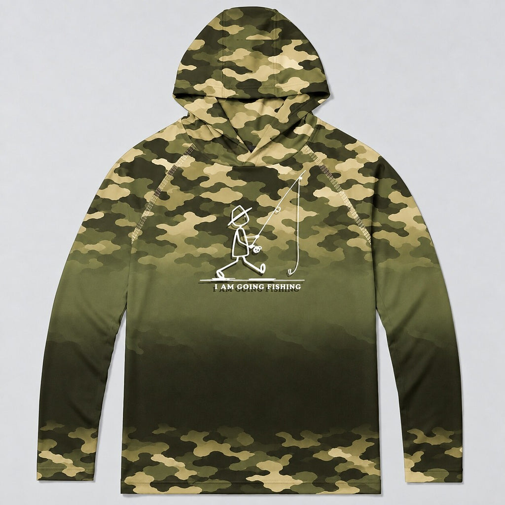 UPF 50+ Blue Camo Fishing Graphic Sun Hoodie