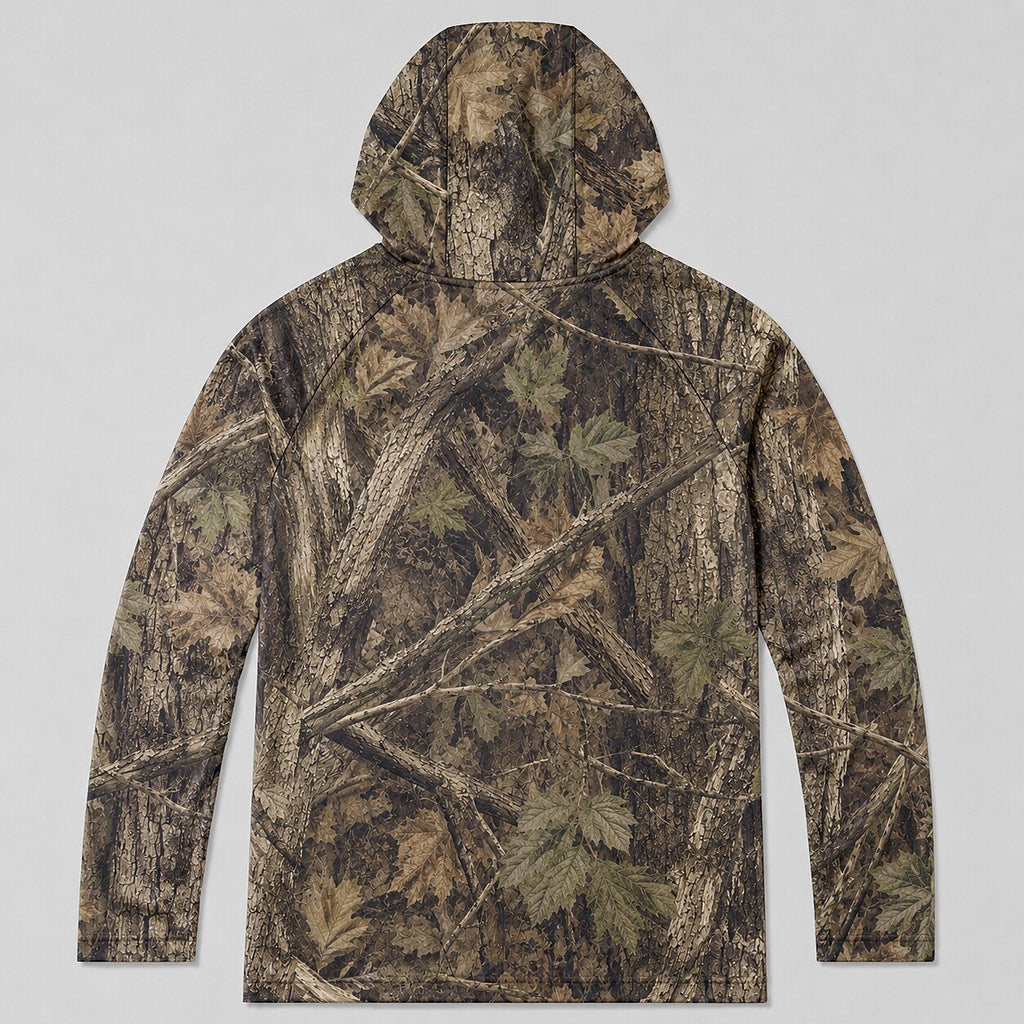 UPF 50+ Woodland Camo Hunting Sun Protection Hoodie for Men