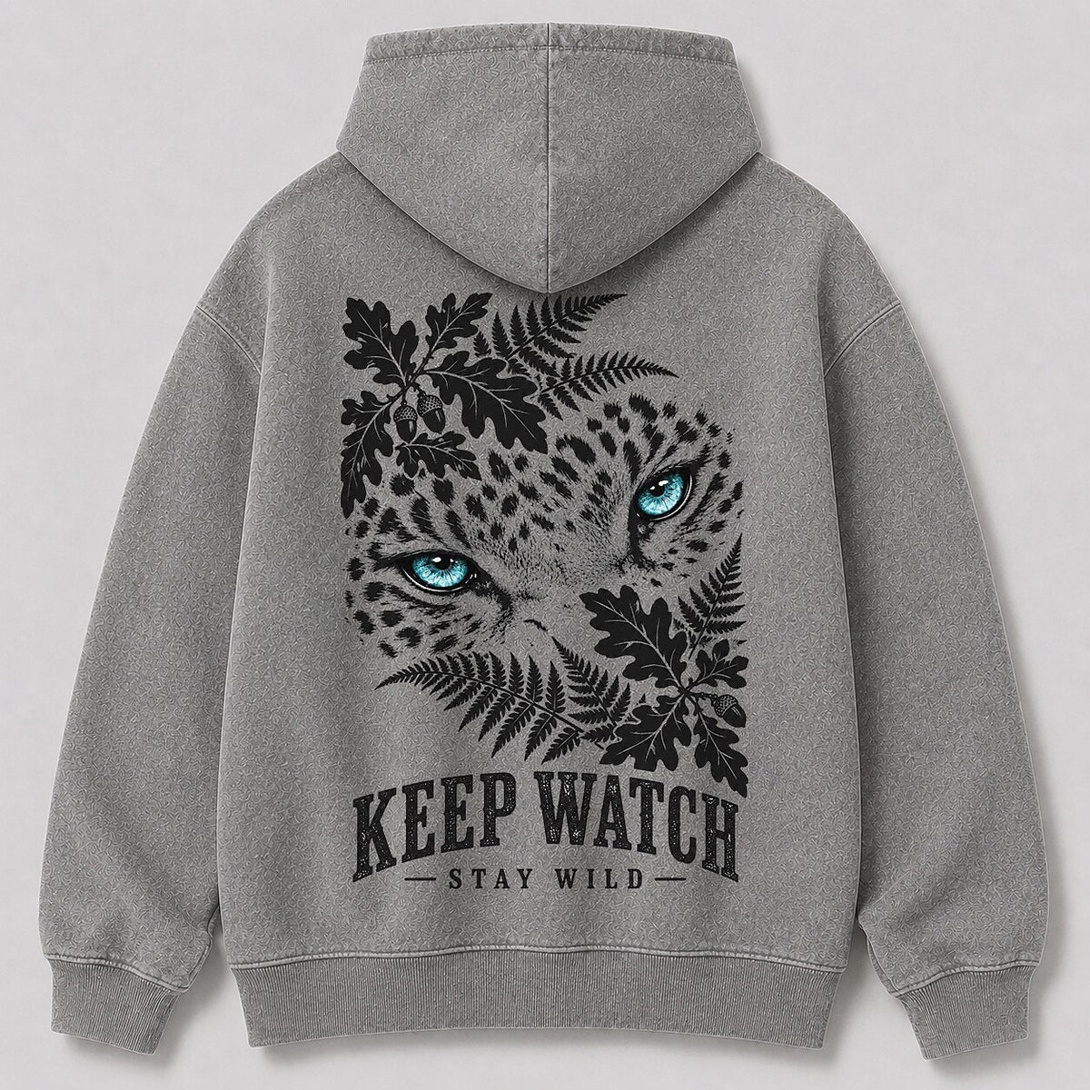 Washed Leopard Oak Leaf Wildlife Graphic Hoodie