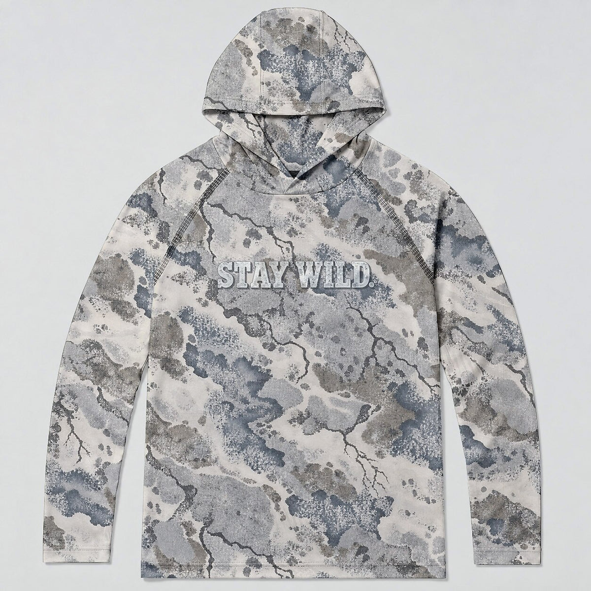 UPF 50+ Stay Wild Gray Camo Sun Hoodie
