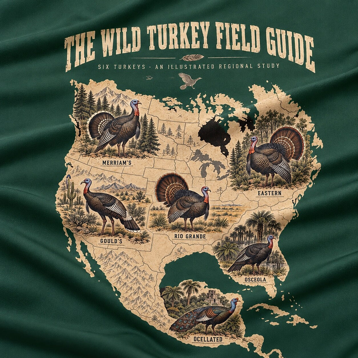 UPF 50+ Wild Turkey Field Guide Hunting Sun Hoodie