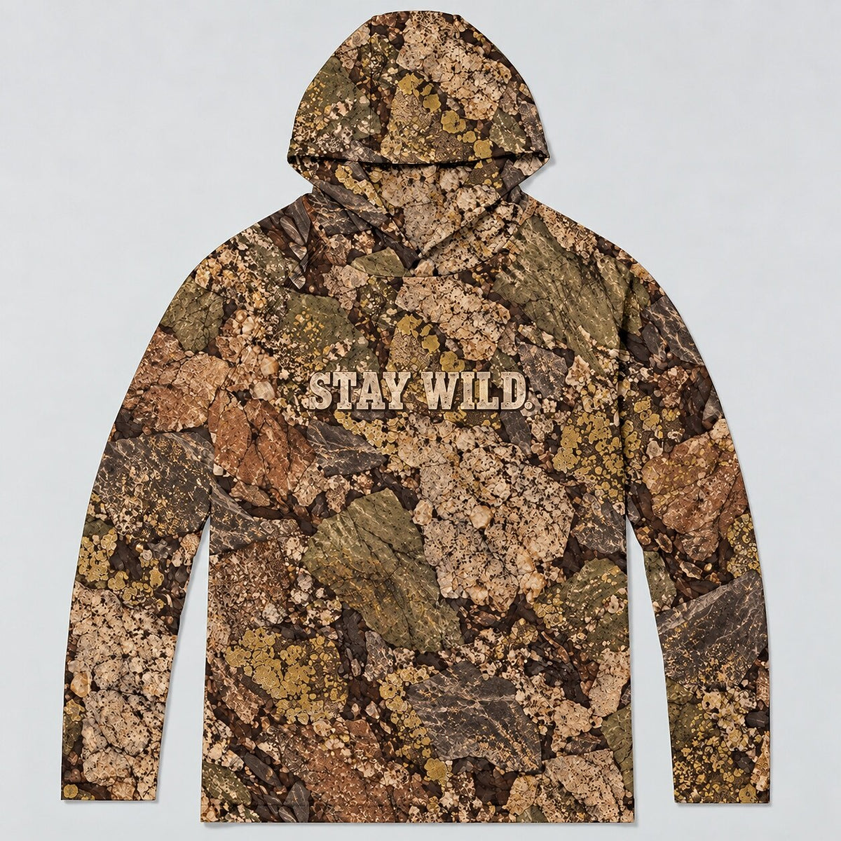 UPF 50+ Stay Wild Stone Camo Sun Hoodie