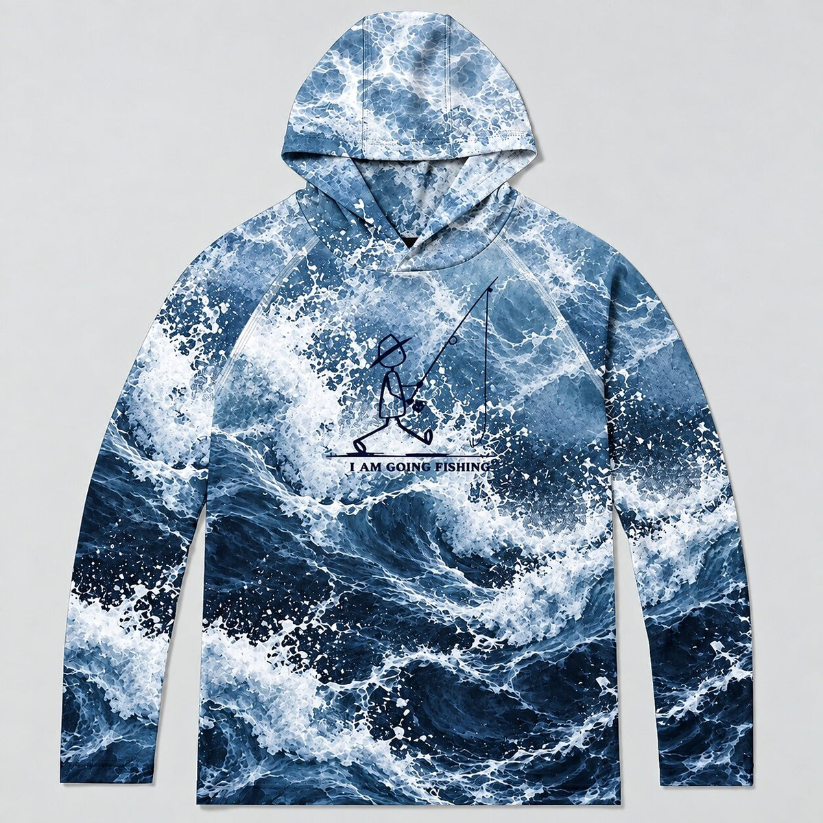 UPF 50+ Ocean Wave Fishing Graphic Sun Hoodie