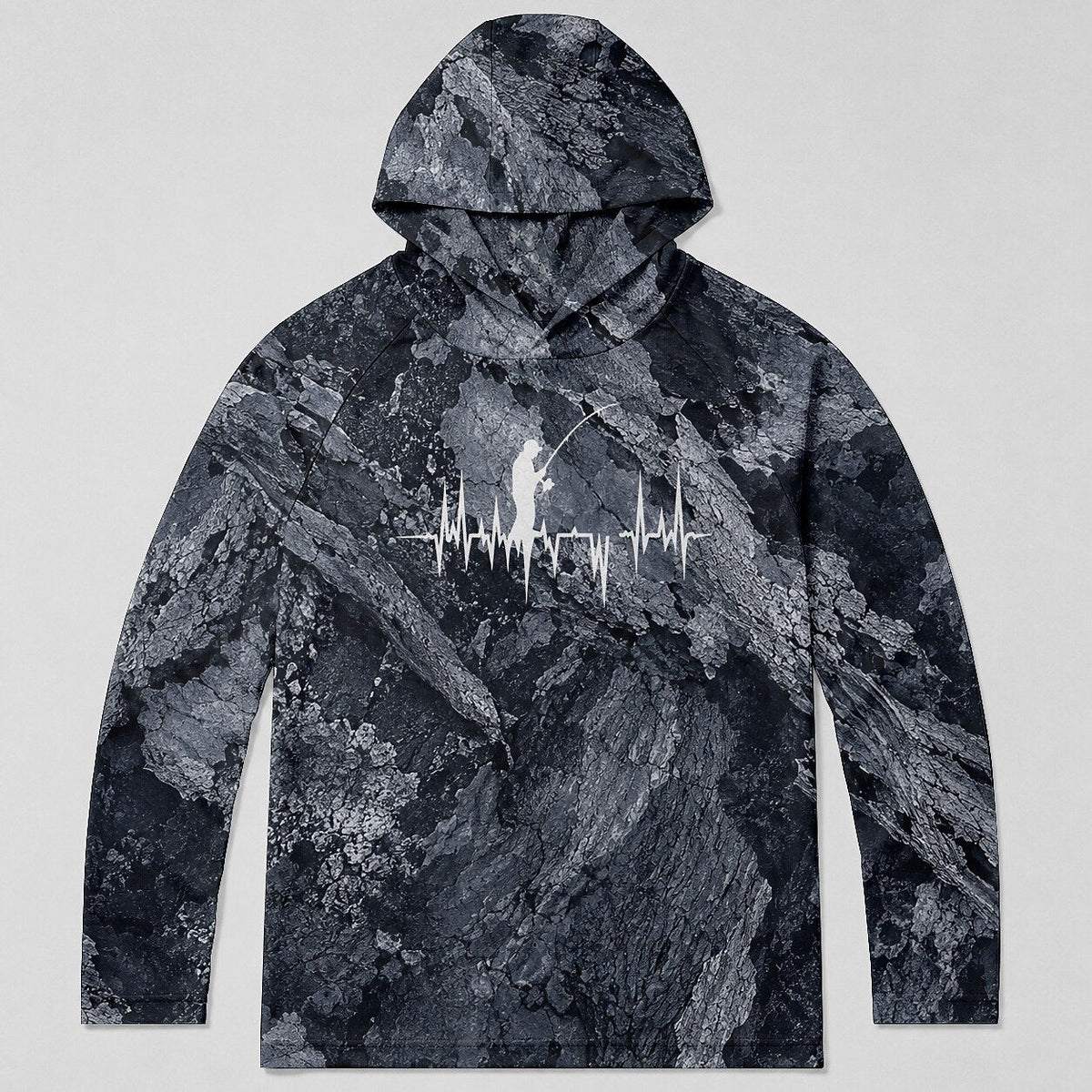 UPF 50+ Fishing Heartbeat Sun Protection Hoodie for Men