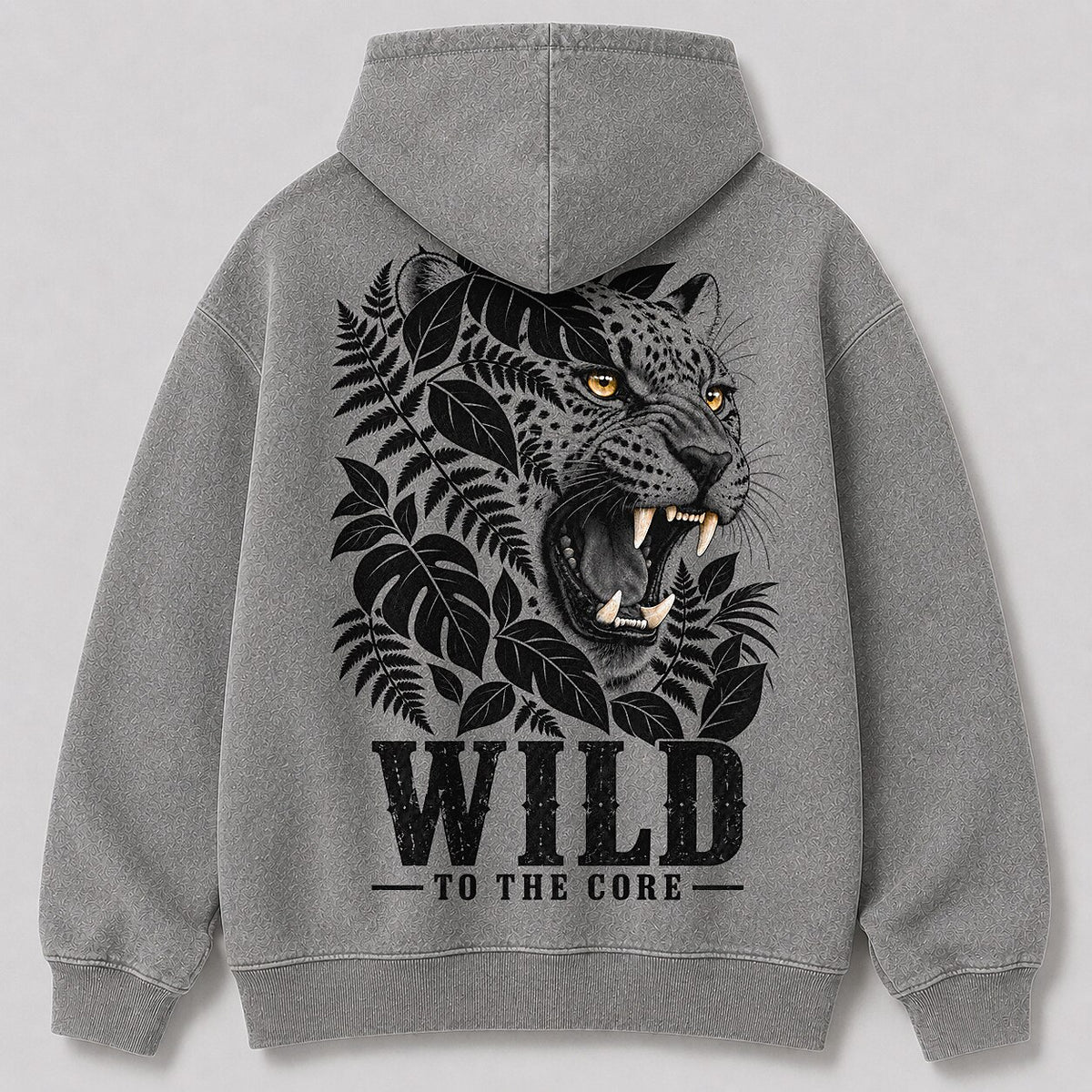 Washed Leopard Jungle Wildlife Graphic Print Hoodie