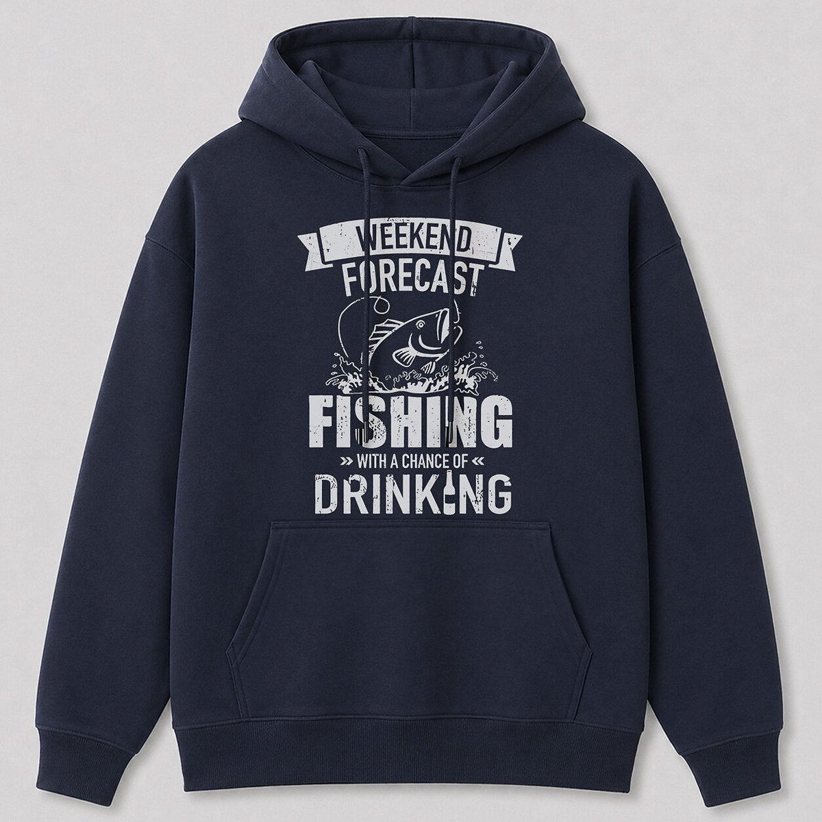 Largemouth Bass Fishing Hoodie - Lake Cabin Outdoorsman — white front view with printed graphic