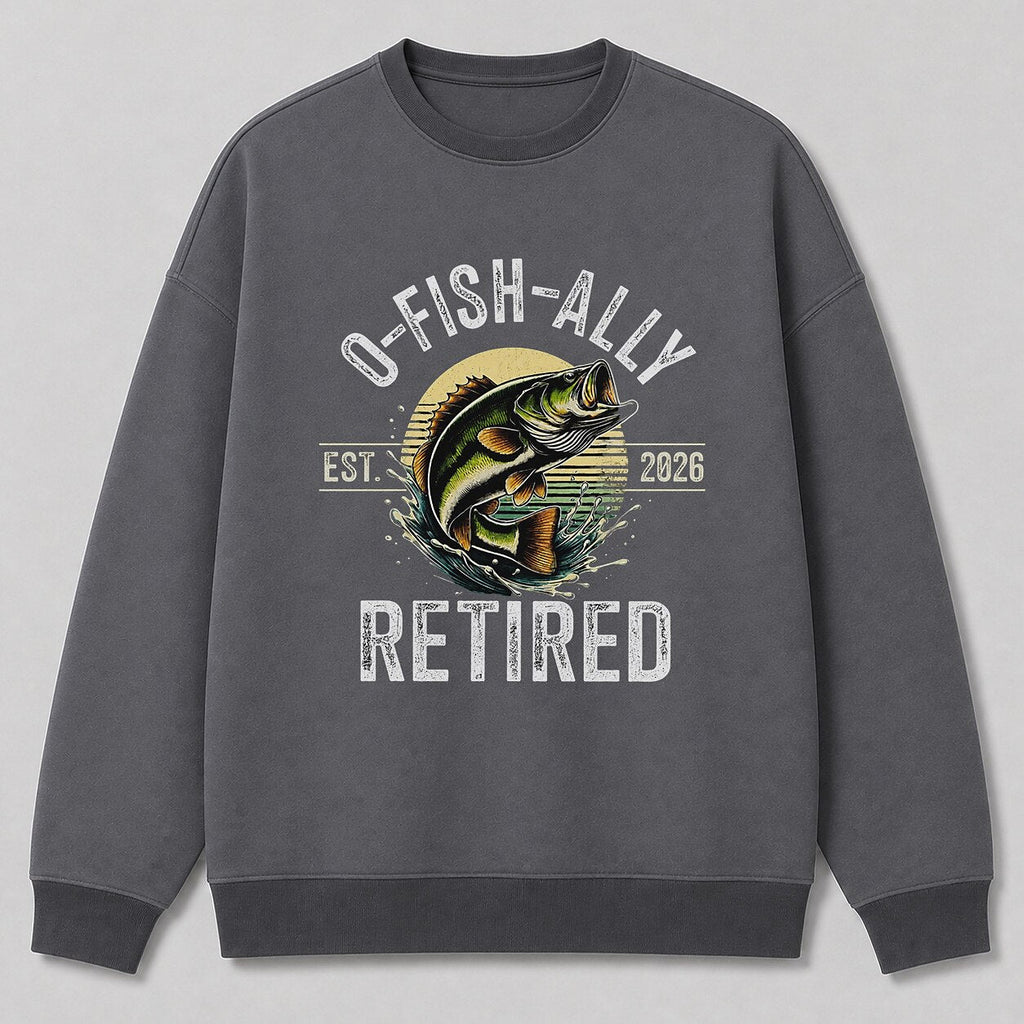 Largemouth Bass Outdoorsman Crewneck Sweatshirt — charcoal front view with printed graphic