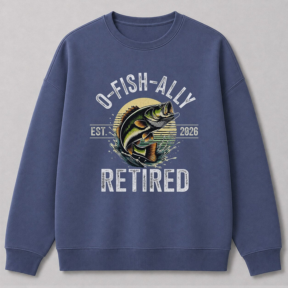 Largemouth Bass Outdoorsman Crewneck Sweatshirt — white front view with printed graphic