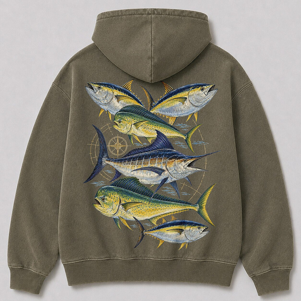 Washed Tuna Mahi Mahi Marlin sportfishing Hoodie