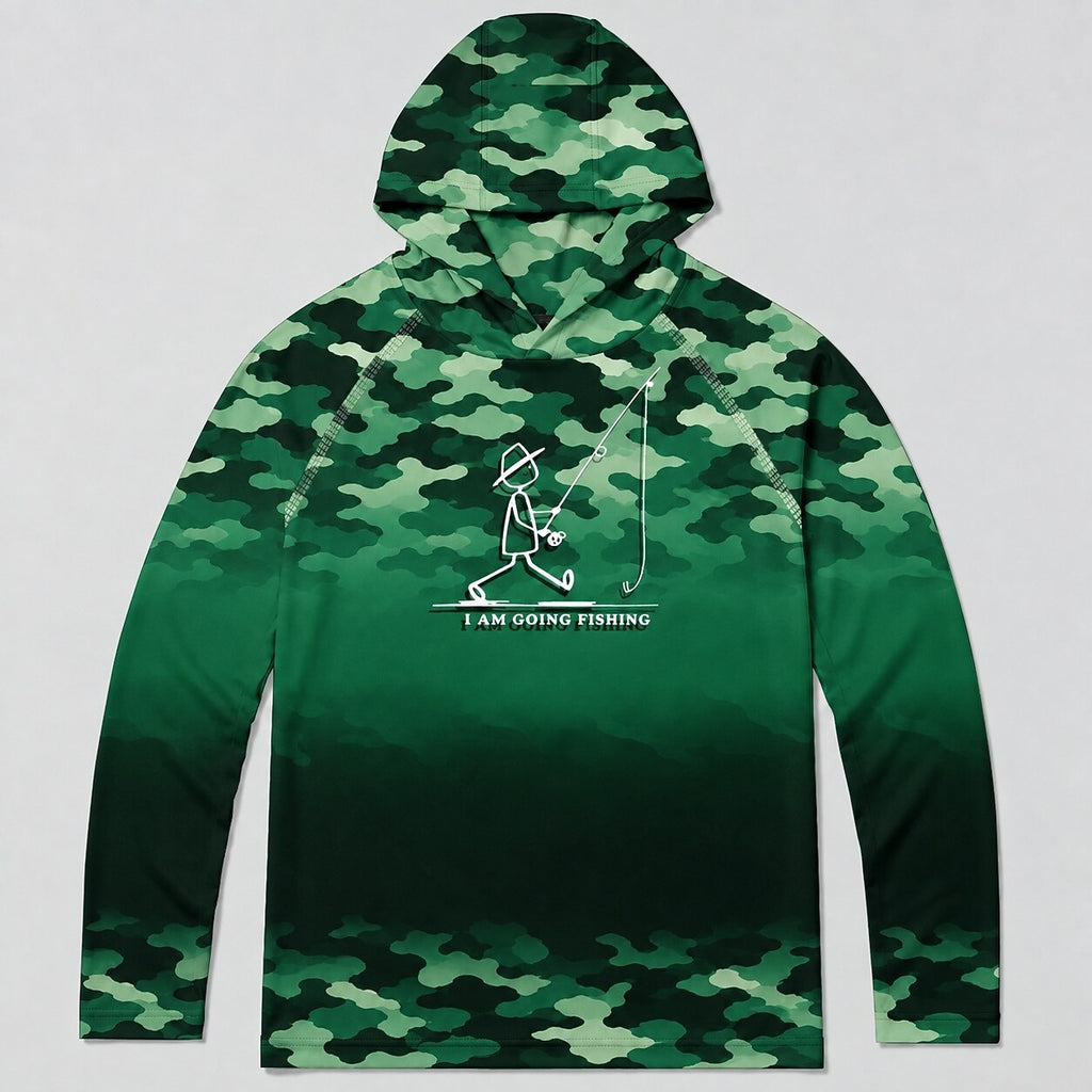 UPF 50+ Blue Camo Fishing Graphic Sun Hoodie