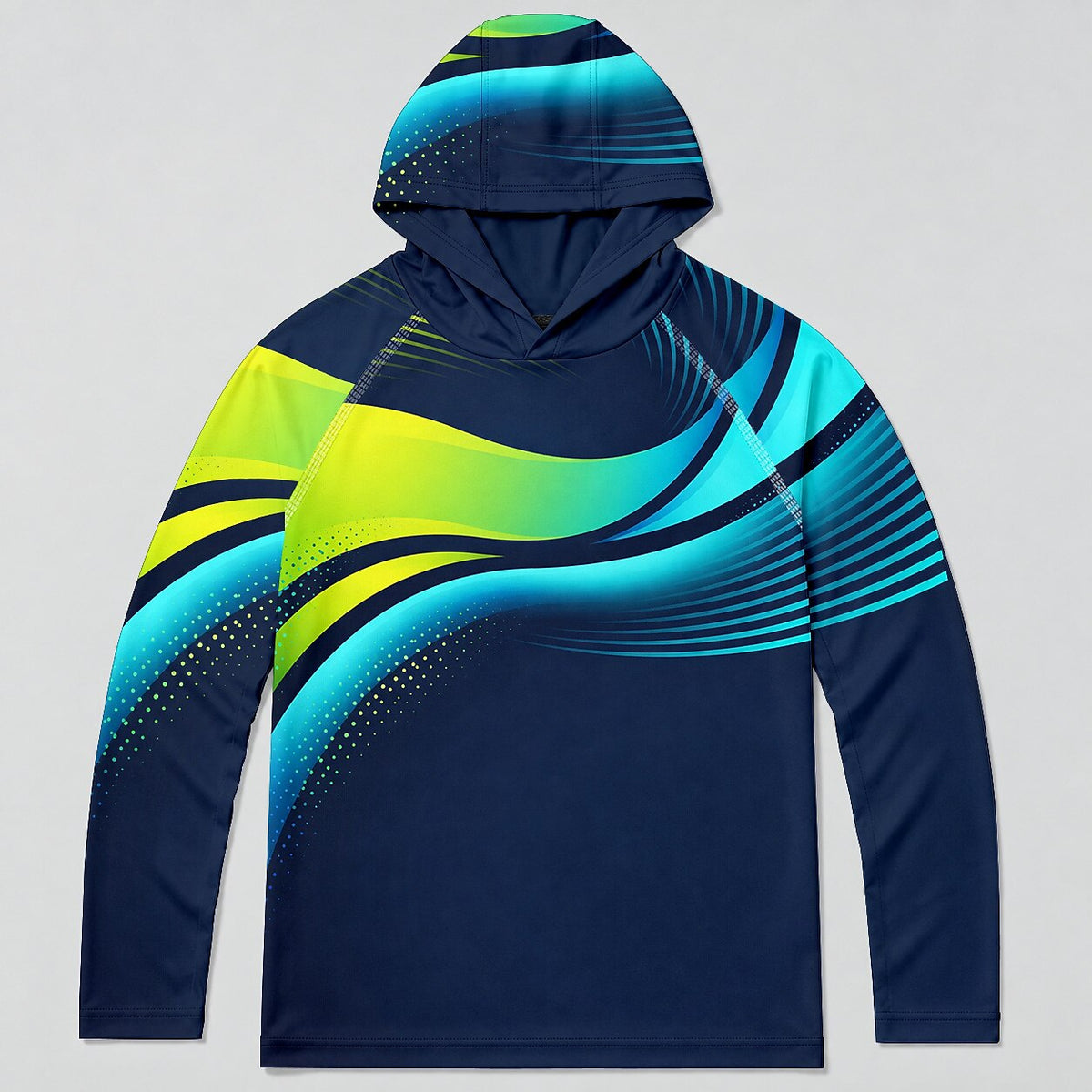 UPF 50+ Neon Wave Fishing Graphic Sun Hoodie