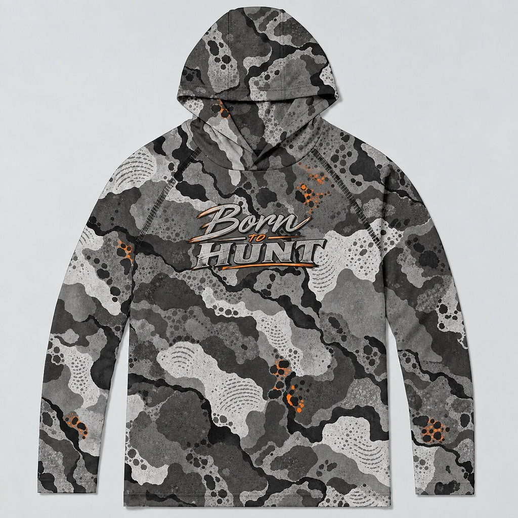 UPF 50+ Born to Hunt Woodland Camo Sun Hoodie